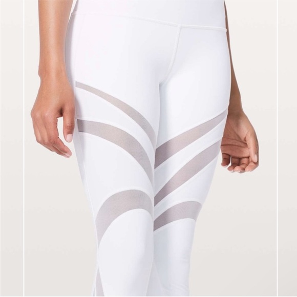 Lululemon Wunder Under Hi-Rise Tight Mesh 28" White Womens 4 Legging Pants - Picture 3 of 11